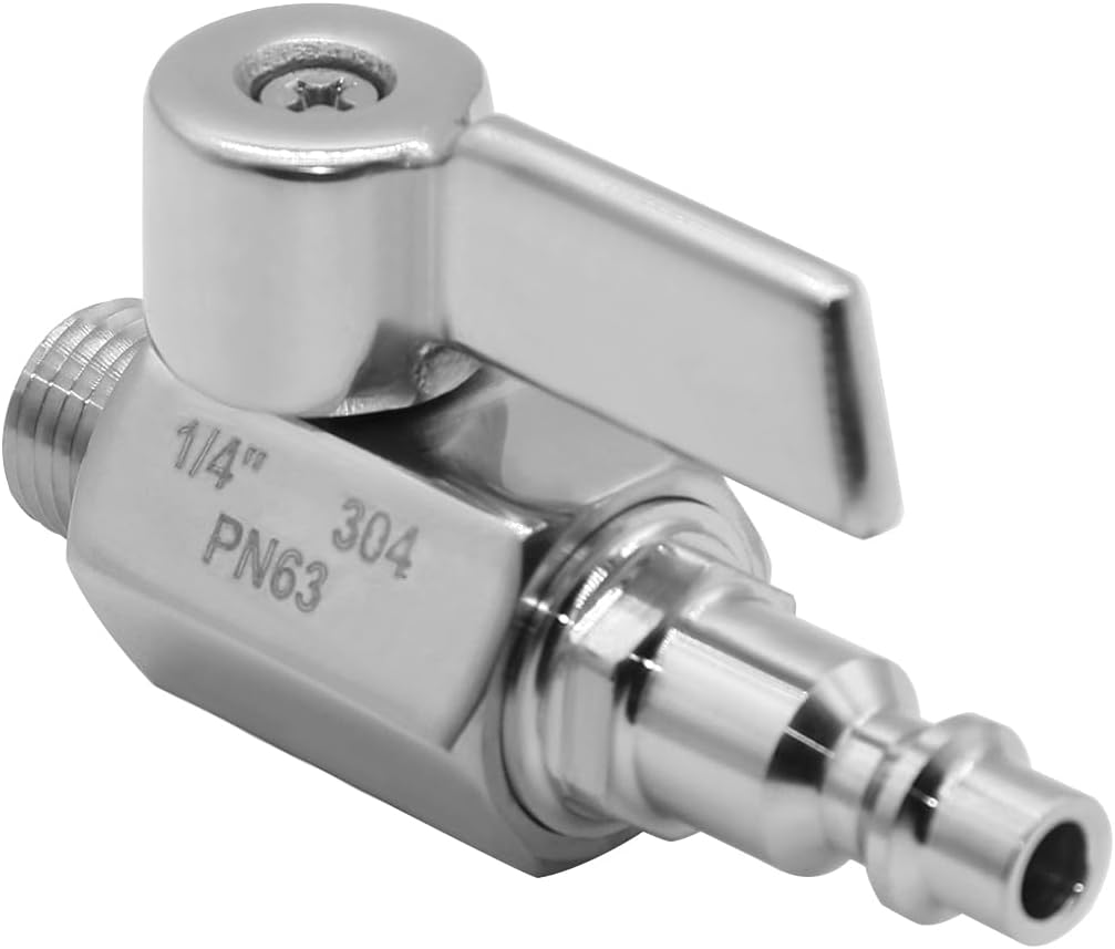 Beduan Air Quick Conect Plug Hose Fittings Ball Valve, Stainless Steel 1/4 Inch NPT Male Air Coupler Plug Compressor Shut Off Vavle