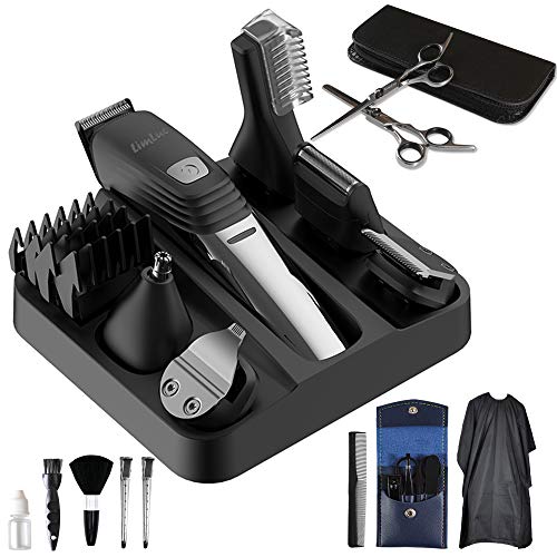 Professional Cordless Hair Clipper for Men Waterproof Hair Trimmer Kit with Nose Ear Facial Beard Body Hair Cutting Kit for Men by LimLuc (6 IN 1 Multi-Functional Hair Grooming Kit)