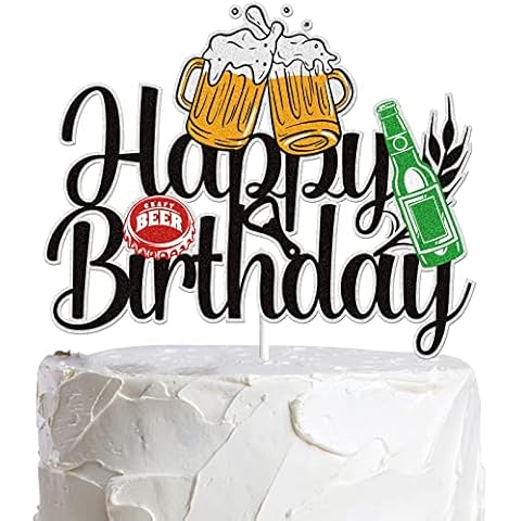 Beer Happy Birthday Cake Topper Cheers & Beers Birthday Cake Decoration Cheers to 30 40 50 60 Years Theme Party Decoration Supplies for Man Women Cover