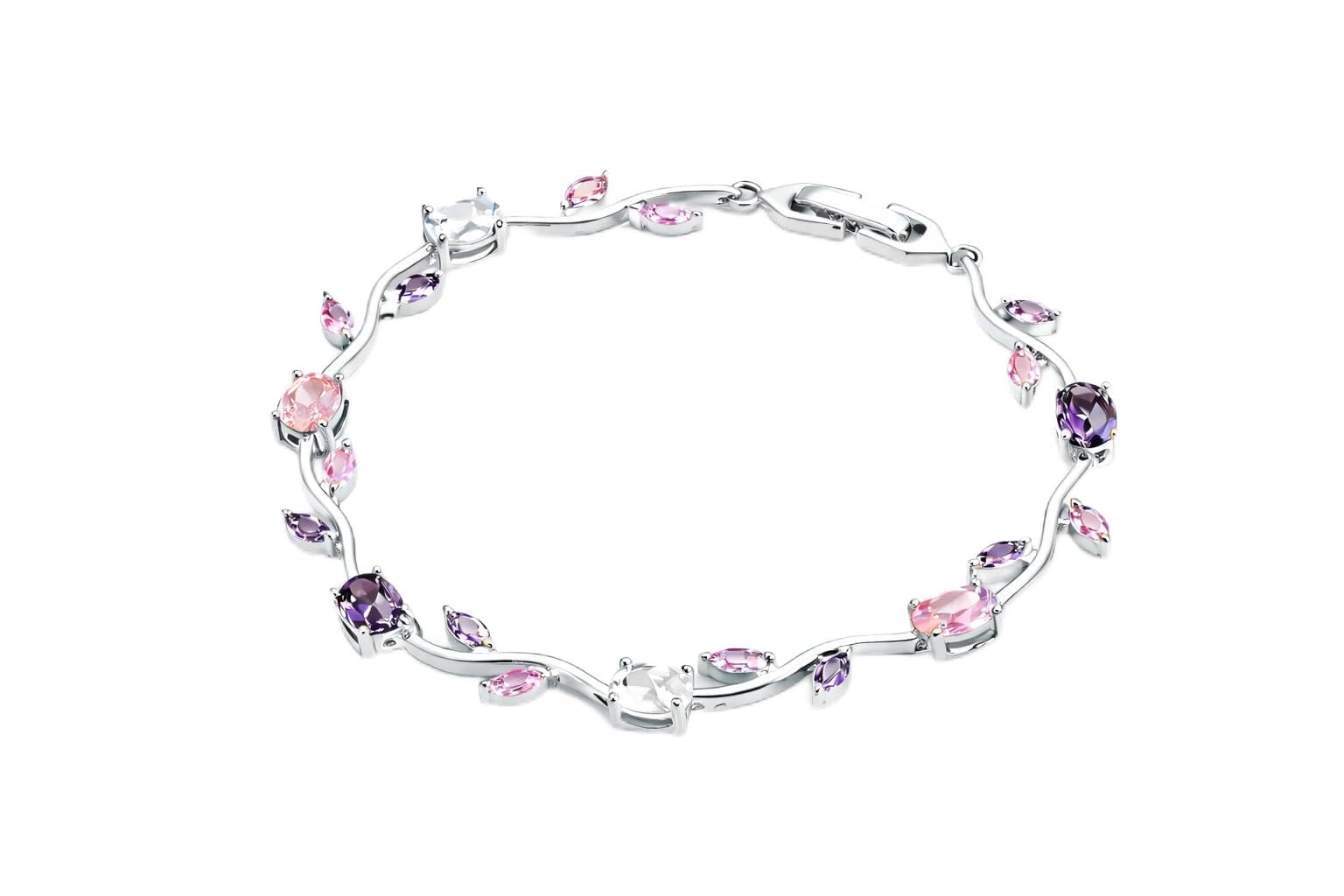 Trendy Tulip Bracelet for Women | Gold Plated Pink Crystal Floral Bracelet | Elegant Minimalist Jewelry | Adjustable Chain Bracelet Gift for Girls Women | Stylish Party Daily Wear Accessory