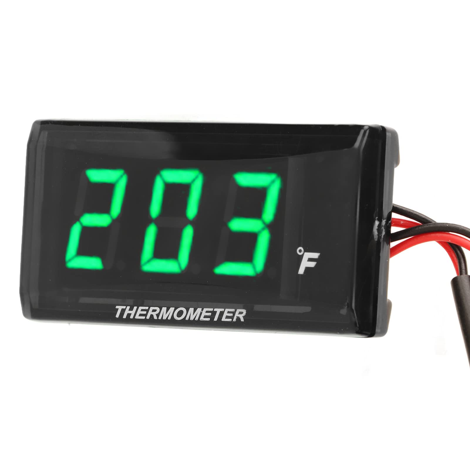 Termómetro digital para motocicleta, DC 12 V, medidor de temperatura del agua ultrafino con adaptador de sensor de 18 mm y pantalla LCD, higrómetro digital, medidor de temperatura de humedad (verde)