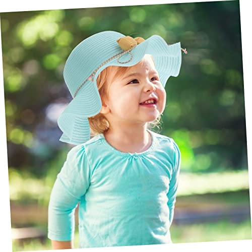 Boy Girl Straw Hat Uv Breathable Beach Cap for Girls Lightweight Sun Visor for Outdoor Activities Travel and Vacation Blue2
