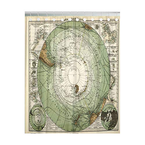 Cortina de ducha Old 1872 Antiguo Stieler Mapa Antártida Polo Sur Antártico Poliéster