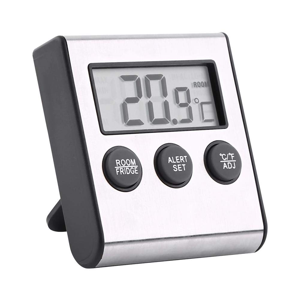 New Refrigerator Thermometer, Digital Fridge Freezer Thermometer, with a Sensor, Alert, Min and Record, LCD Display, Magnet and Stand for Home, Indoor Room, Restaurants, Bars,