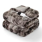 ZonLi 2-in-1 Weighted Heated Blanket for Back Pain, Heated Weighted Blankets(60”x80”,15lbs), 6 Heating Levels 1-10H Auto Off, Soft Bubble Fleece Washable, Queen Size Chirstmas Blanket for Family