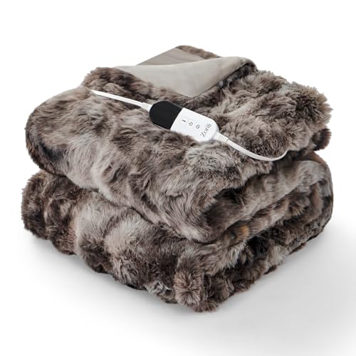 Image of ZonLi 2-in-1 Weighted Heated Blanket for Back Pain, Heated Weighted Blankets(60”x80”, 20lbs), 6 Heating Levels 1-10H Auto Off, Soft Bubble Fleece Washable, Queen Size Chirstmas Blanket for Family