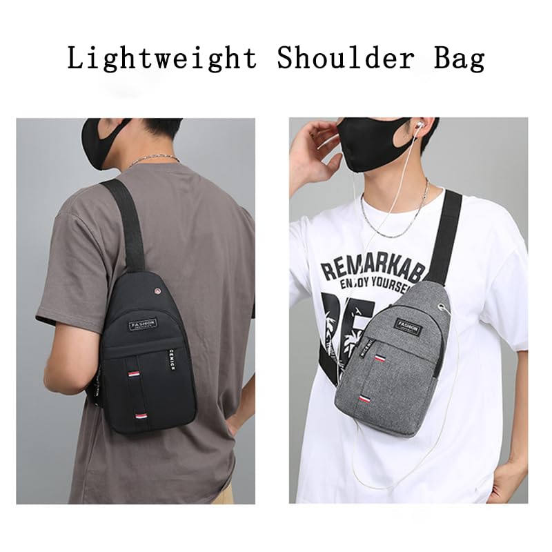 Mochila pequeña crossbody casual impermeable gris miniatura 6