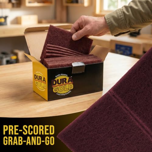 Image of Dura-Gold Premium 6 inch x 9 inch Maroon General Purpose Scuff Pads, Box of 10 - Scuffing, Scouring, Sanding, Paint Primer Prep Adhesion Scratch - Surface Preparation Automotive Car Auto Body Woodworking Wood