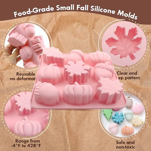 Image of 2PCS Thick Fall Silicone Molds, 9-Cavity Pumpkin Acorn Maple for Soap Craft