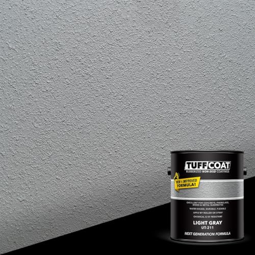 Image of Tuff Coat Medium Texture Rubberized Non-Skid Deck Coating - Textured Non-Slip Safety Surface for Pool Decks, Docks, Boat Ramps, Patios, Walkways & High-Traffic Areas (UT-211 Light Gray 5-gallon)