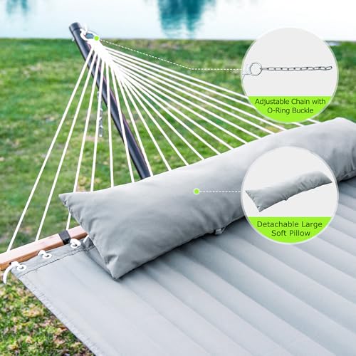 Image of ANAGOO Double Hammock with Stand 500lbs Heavy Duty Outdoor Two Person Gray