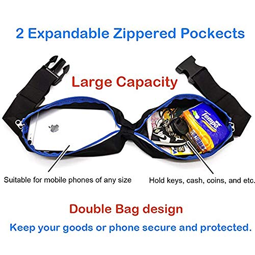 2Pack Sports Running Belt, Dual Pouch Expandable Sweatproof Reflective Waist Pack, Fitness Workout Running Phone Holder, Perfect for Gym, Workouts, Marathon, Exercise, Cycling, Walking, Casual, Hiking - Thumbnail 6