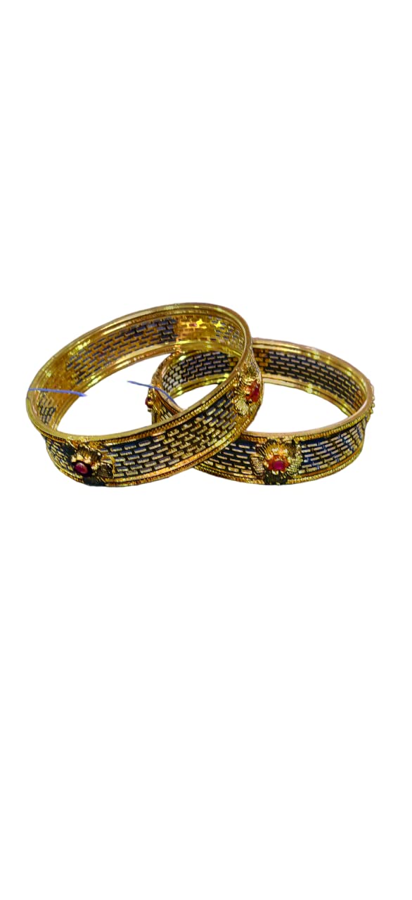 DHYAAN'sOne Gram Alloy Gold-plated Stylish Bridal Bangles Set For Girls And Womens zanzar
