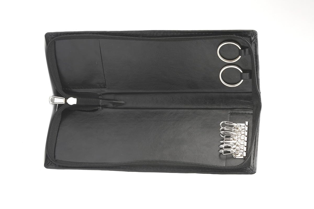 QUTECH 20.5 CM PU Leather Key Pouch Case Wallet 8 Inches Keychain Men & Women Leather Bank Locker Key Pouch Holder (Black)-image-44
