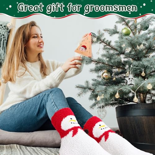 Image of Foaincore 12 Pairs Christmas Fuzzy Socks Bulk in Gift Box Women Cozy Animal Soft Fluffy Slipper Sock Winter Xmas Holiday Gift