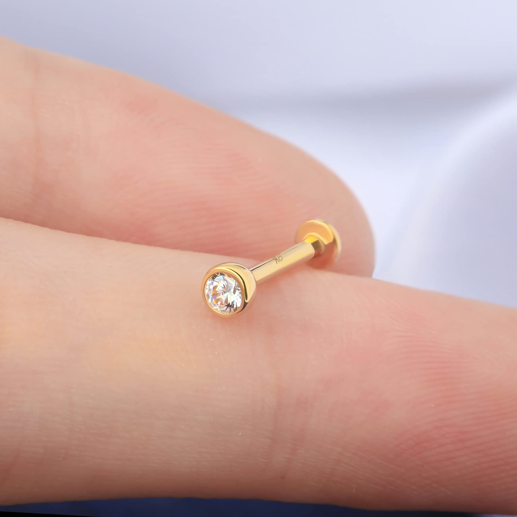 OUFER 16G 9K Gold Lippenpiercing 8 mm Lip Piercing Helix Stud Ear Conch Ring Labret Bar Medusa Monroe Ohrpiercing Knorpel Tragus Cartilage Earrings Schmuck Women Men