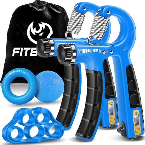 FitBeast Hand Grip Strengthener Workout Kit (5 Pack), 2 Forearm G...
