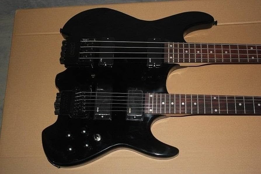 ダブルネックエレキギター ブラック Amazon | カスタムブラック 6 弦ダブルネックエレキギター完璧な