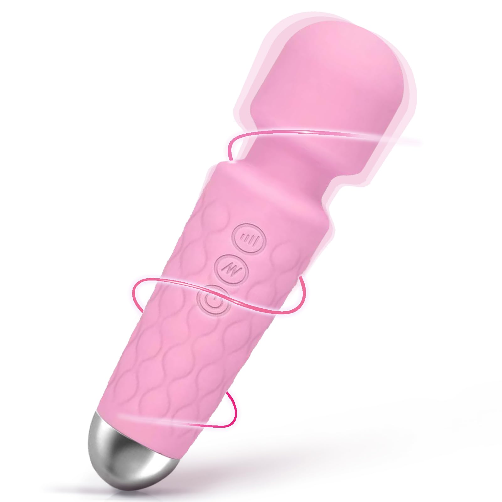 LUMIO Body Back Relaxation Mini Massager Rechargeable - 9 Speeds 19 Modes - Portable Handheld Massager, Pink