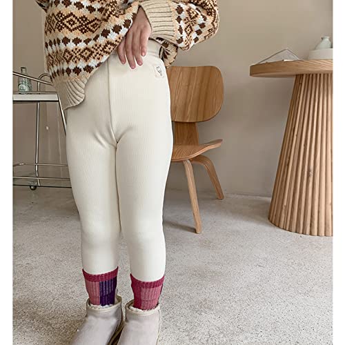 Toddler Girls Fleece Lined Leggings High Waist Cotton Stretchy Pantyhose Kids Warm Thicken Comfy Pants Baby Solid Color2