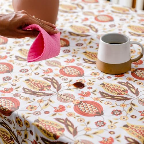 Image of THE YARD HOUSE Wipeable & Anti-Slip Cotton Table Cover for Family Dining, Party. Protects Against Spills, Scratches, Damages (Cappadocia Clay, 60 x 90 inch (Rectangle))