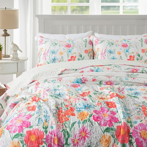 Travan Floral Quilt Bedding Set King, Ultra Soft Reversible