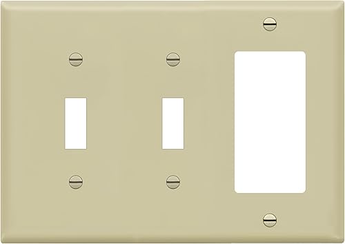 ENERLITES Placa de pared combinada de doble palancaindividual decorador de salida basculante, tamaño estándar, cubierta de interruptor de luz de 3