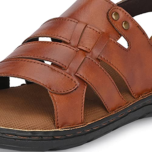 Image of Centrino Men's Sandals |Classical Thong Lightweight Quick-dry Flip Flops | Secure Hook & Loop Closure | Comfortable Close Strap | Heavy Density for Arch Support Comfort, Hand Stitched Chappal (3669)