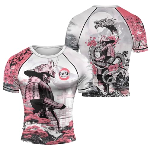 Samurai Short Sleeve Compression Rash Guard Shirt for MMA, BJJ, Grappling, Jiu Jitsu, Martial Arts