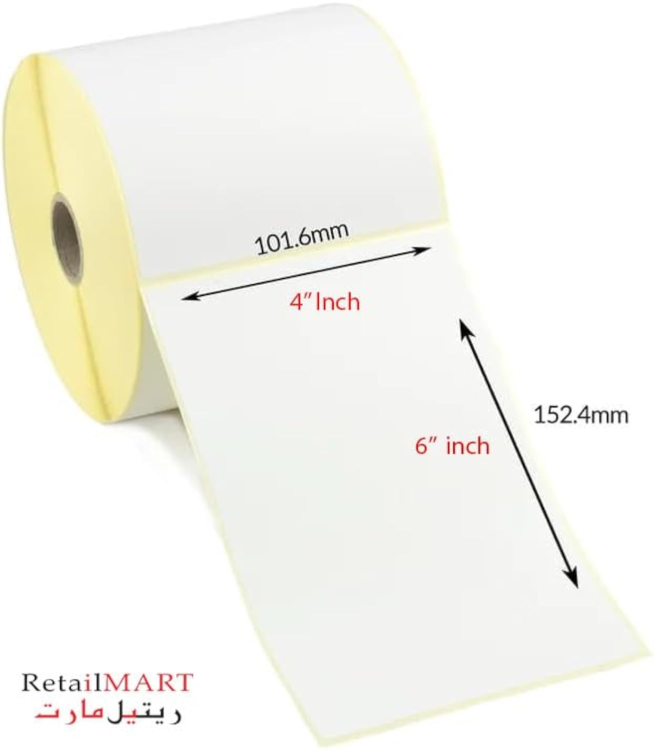 4 inch x 6 Inch Adhesive thermal Label Sticker,Direct thermal Label 100 mm x150 mm,500 Label per Roll BY Retail MART
