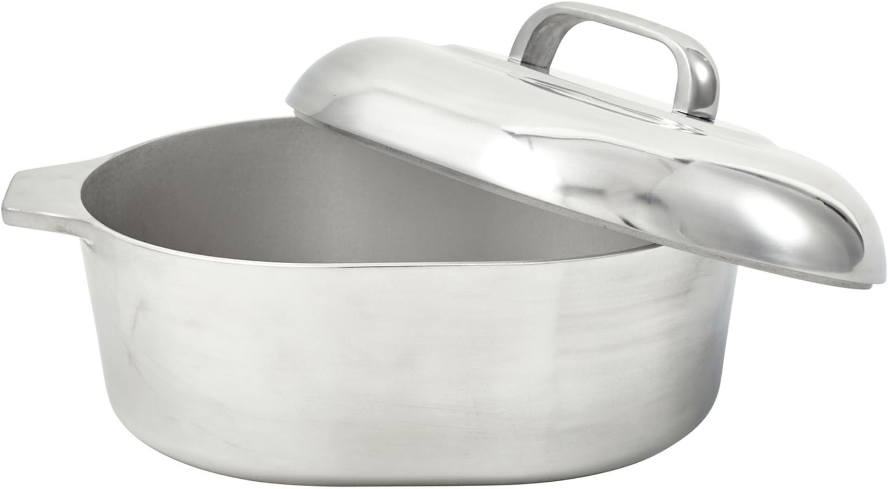 IMUSA USA Heavy Duty Cajun Oval Cast Aluminum Roaster 18", Silver