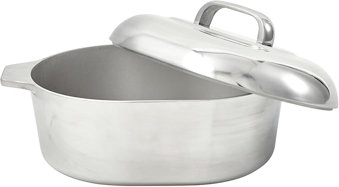 IMUSA USA Heavy Duty Cajun Oval Aluminum Roaster 15, Silver