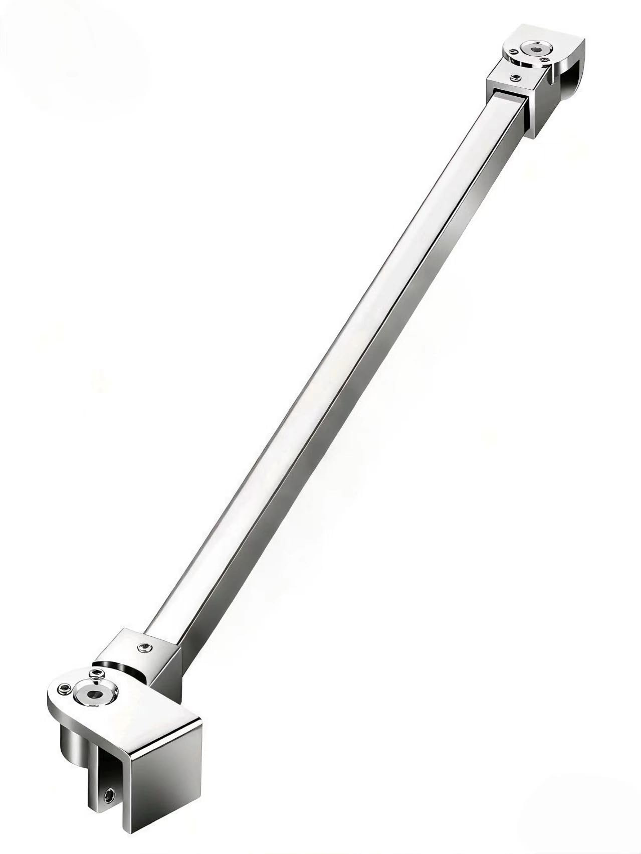 SVNR Stainless Steel Shower Screen Support Bar, 600mm,Rotatable by 180°Wall, 6-10mm Glass Thickness (Silver)