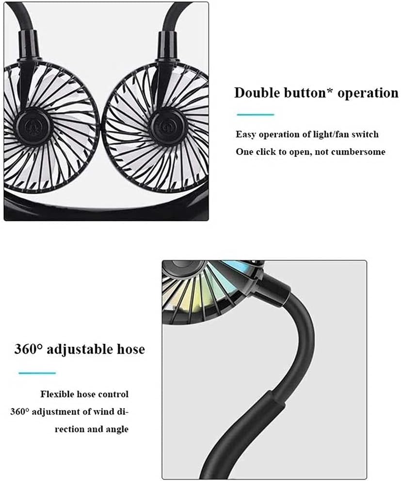 Portable Personal Fan, Handsfree Mini USB Neck Fan Rechargeable Wearable Neckband Fan, Desk Fan, Necklance Fan for Traveling Sport Outdoor Camping Office Low Noise Design (Color : Pink)
