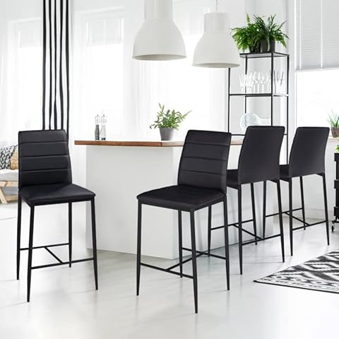 Tabourets Romane IDMarket en PVC Noir Cover