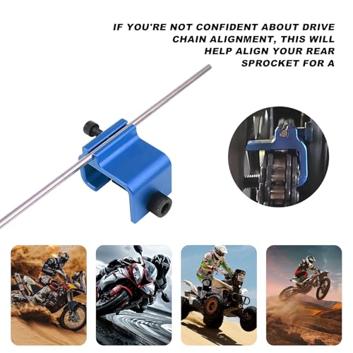 Image of KVAEY Chain Alignment Tool for Motorcycle, 08-0048 Aluminum Sprocket Chain Adjustment Tool, Quick & Accurate Professional Chain Alignment Tool Suitable for ATV Scooter Dirt Bike (Blue)