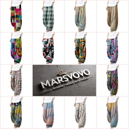 MARSVOVO Harem Pants Women Casual Baggy Wide Leg Palazzo Pants with Pockets Elastic Waist Travel Trousers Pants Oversize3