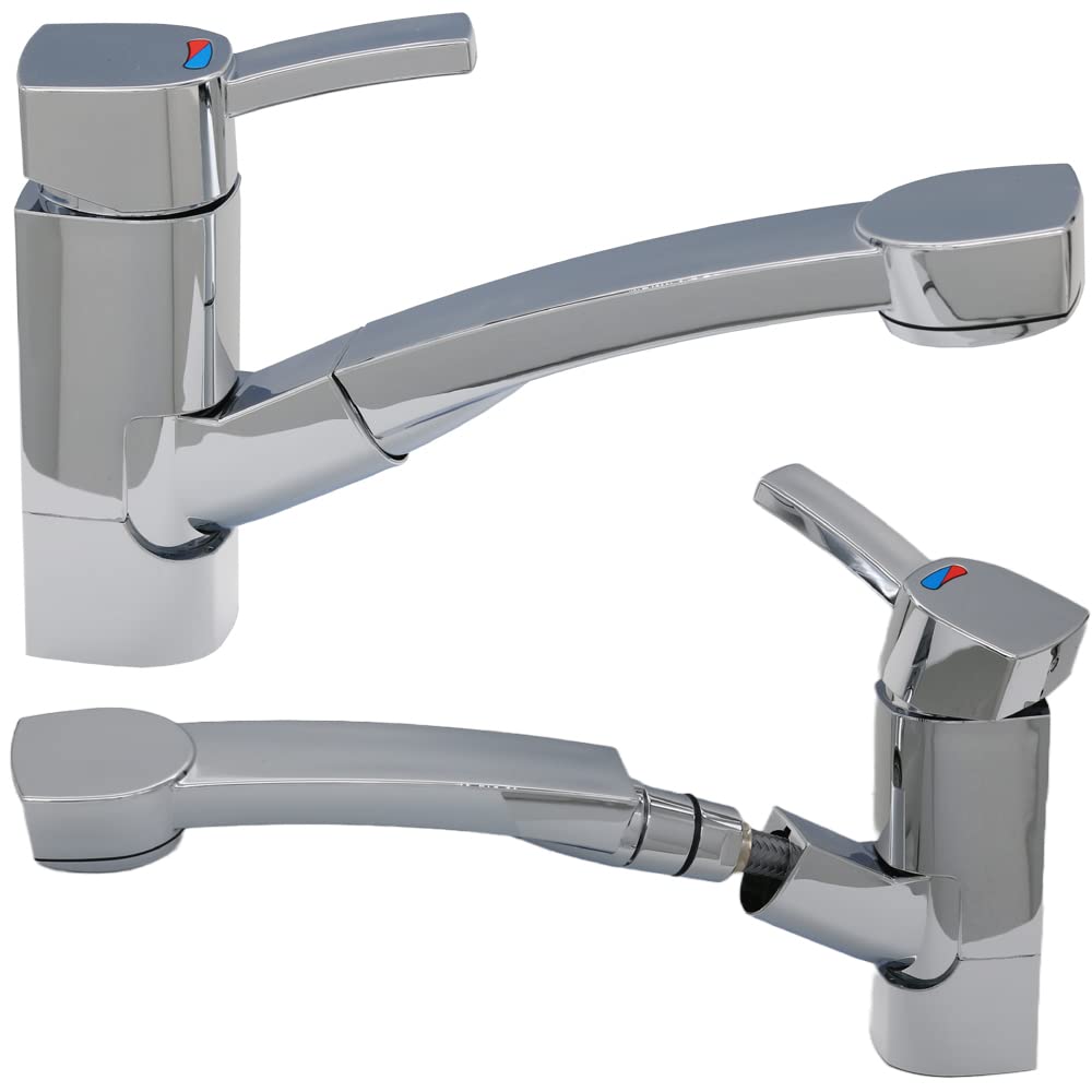 Wasserhahn Einhebelmischer Capri mit ausziehbarer Dusche + Schalter Chrom