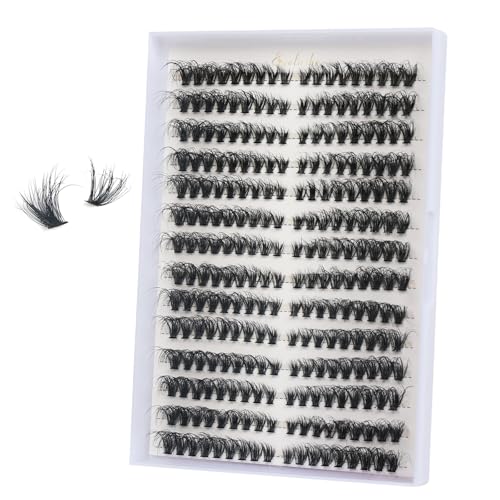 FANDIQ Ciglia singole soffici a grappolo di ciglia finte a grappolo singolo, 252 pezzi, soffici, 8-16 mm, ciglia naturali a grappolo sinistro e destro, per principianti (40D)