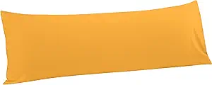 FLXXIE Body Pillow Cover - Super Soft Microfiber 20x54 Body Pillow Case - Envelope Closure, Wrinkle, Stain Resistant Ginger Yellow Body Pillow Cover, 20x54, Ginger Yellow