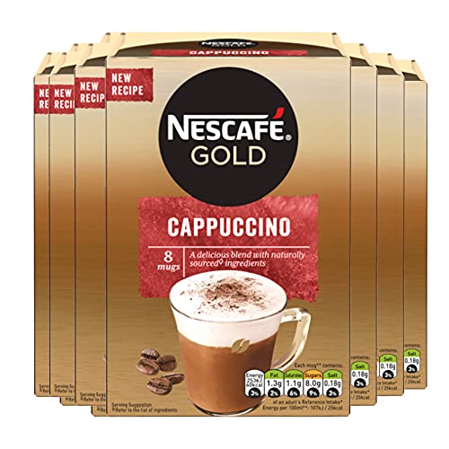NESCAFÃ‰ Gold Cappuccino Original, 8 sachets, 136g (Pack of 6, Total 48 Sachets)