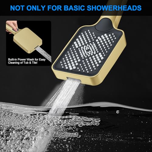 Image of Shower Faucet Set, 12 inch Ceiling Mount Rainfall Shower System with 2 Rain Shower Head and Multi-function Handheld Head Push Button Diverter Shower Faucet Trim Kit (12 inch, Brushed Gold)