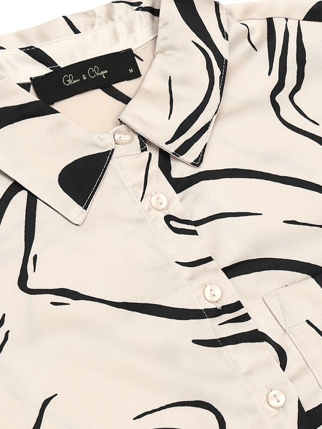 Image of Glam & Chique Women's Abstract Printed Button-Down Shirt XS-2XL