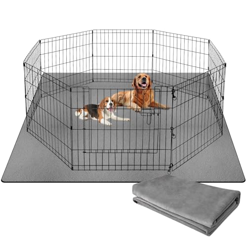 Barpor Waschbare Urinierunterlagen für Hunde: 122 x 165 cm-grau-wiederverwendbar-stark absorbierend-auslaufsicher-kaufest-rutschfest-Hunde-Laufgitter-Pads