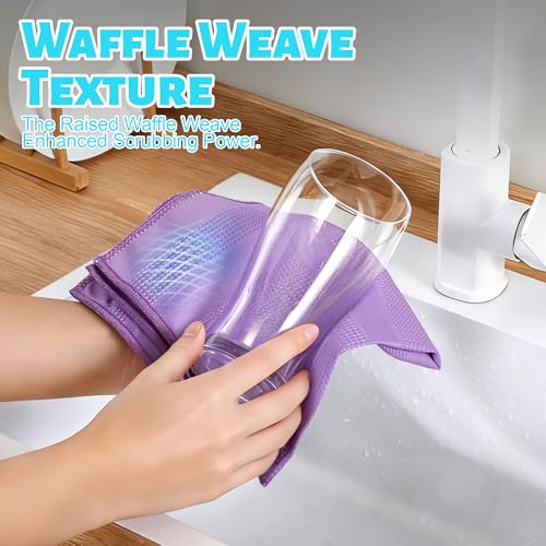 Image of JOYMOOP Microfiber Waffle Weave Cleaning Cloth,Highly Absorbent Kitchen Towels,Quick Drying Lint Free Dish Towels for Kitchen,6 Pack, Mixed Color, 15.7x15.7inch