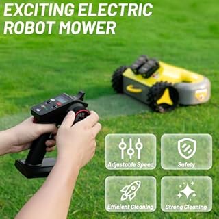 ZIPmow Remote Control Robot Lawn Mower, Battery Powered Lawnmower, Cut Height 2.0''-5.0'', 60% Slope, Remote Control with Adjustable Speeds, 100% Electric All-Wheel Drive