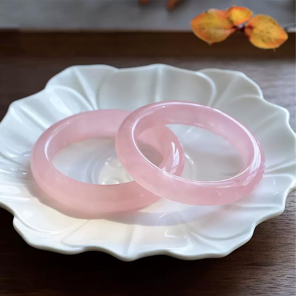 Bracciale Portafortuna, bracciali, bracciali da Donna, Braccialetto Feng Shui in Giada per Donna, Braccialetto Genuino Rosa Gelatina, Perfetto di Buon auspicio e Misura 58-62 mm