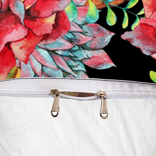 Housse de couette tête de mort et fleurs en textile supérieur avec finitions soignées