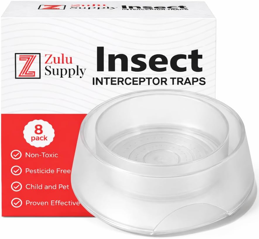 Zulu Supply - Interceptores de insectos de cama, trampas, paquete de 8, transparente, monitor de chinches, detector de insectos para patas de cama o