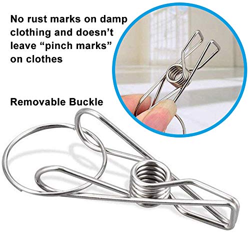 Image of DUOFIRE Stainless Steel Folding Clothes Drying Racks | Laundry Drip Hanger for Drying Clothes, Towels, Underwear, Lingerie, Socks (66-Clip)